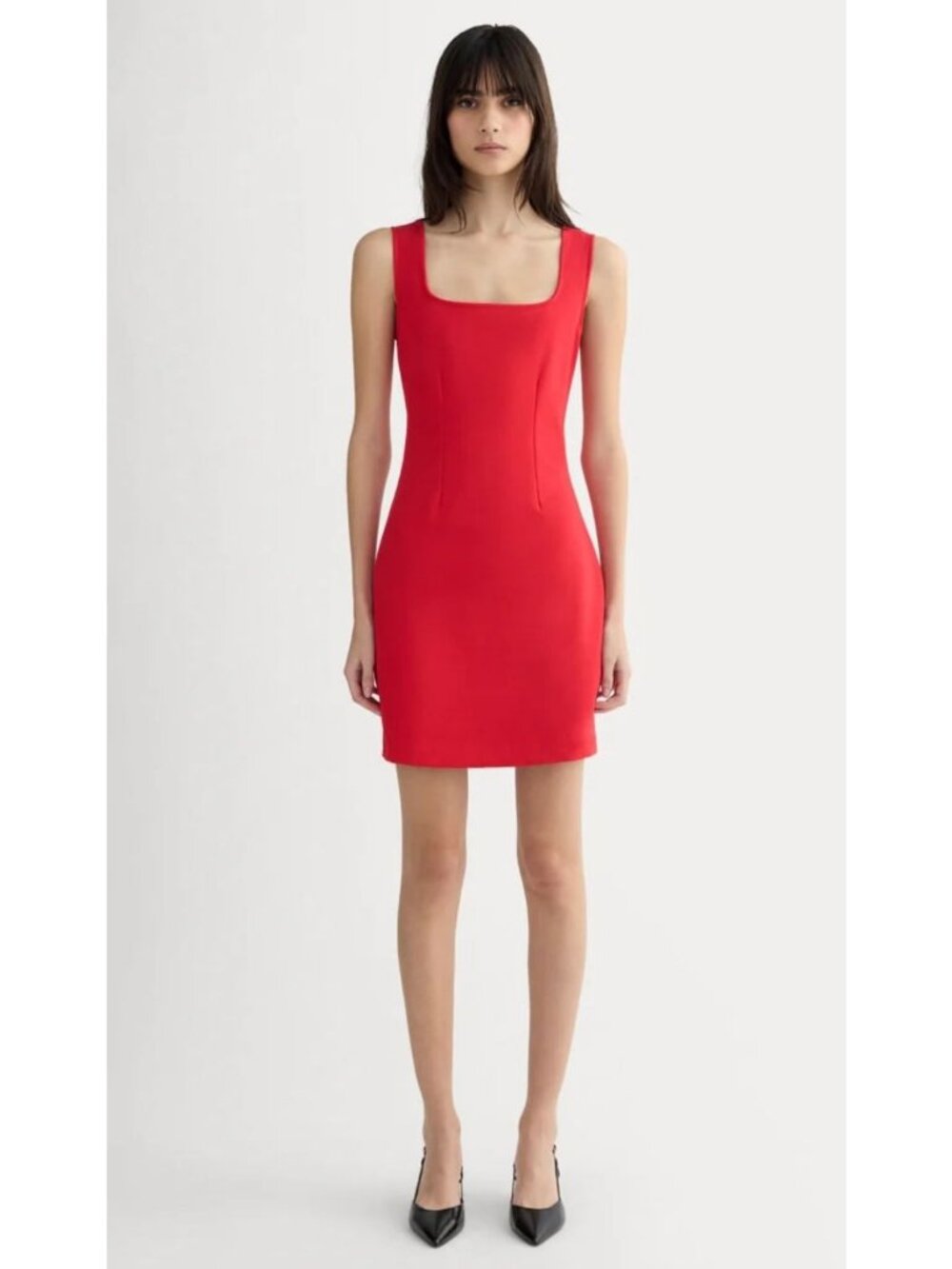 Everlane The Dream Square Neck Dress Classic Red Size Small NWT